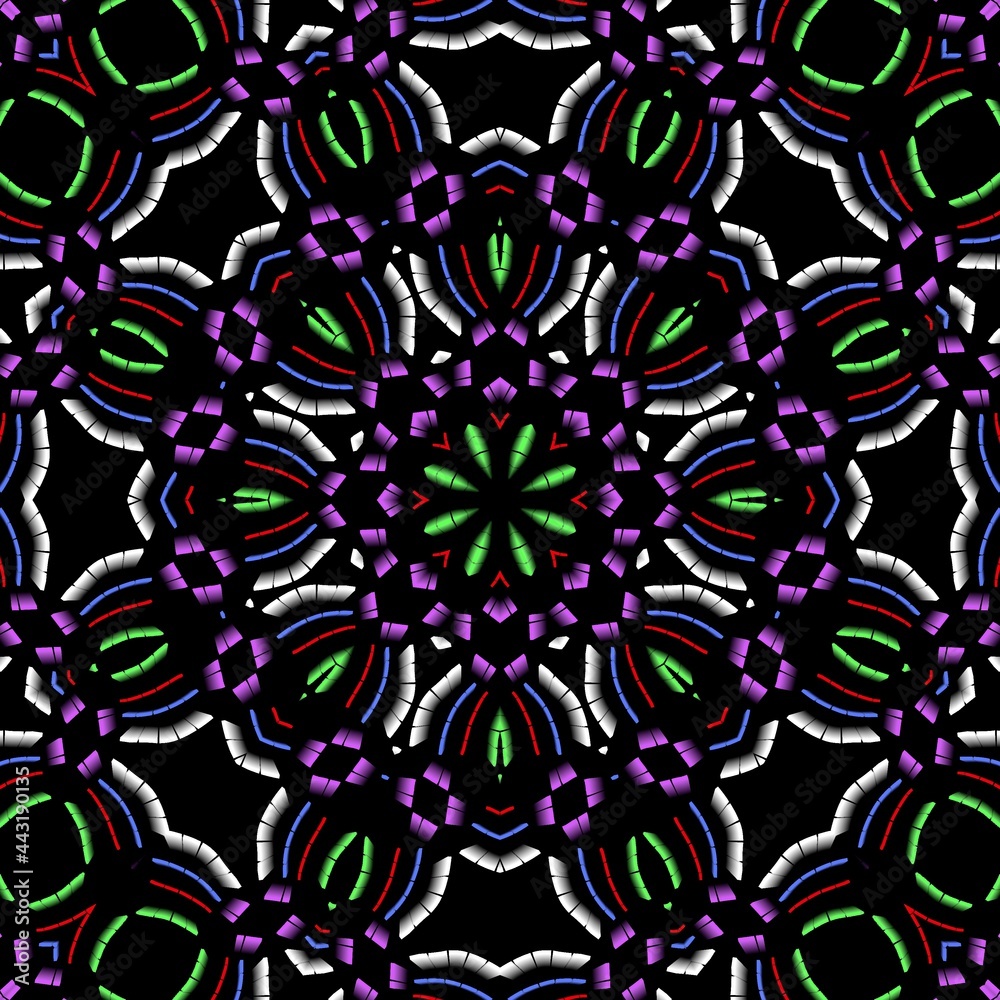 Indian graphical floral designs with black background. Indian graphical floral designs with black background.