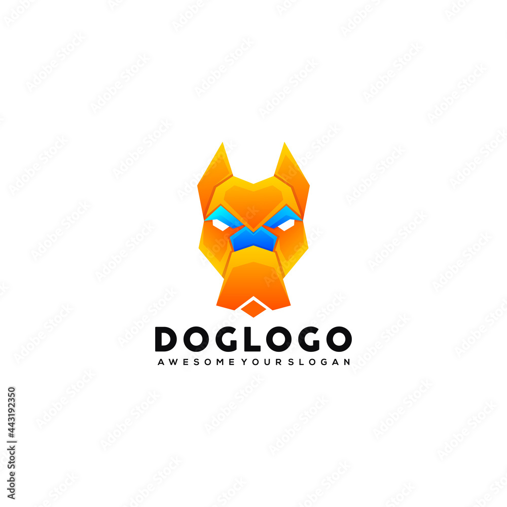 Logo template of dog mask gradient colorful style Logo template of dog mask gradient colorful style