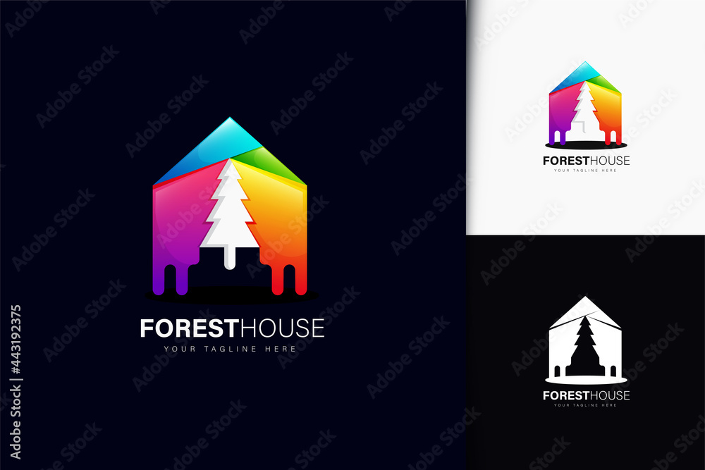 Fototapeta premium Forest house logo design with gradient