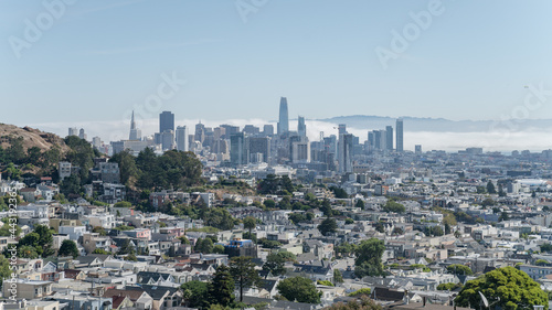 San Francisco, California, USA - August 2019: San Francisco downtown cityscape