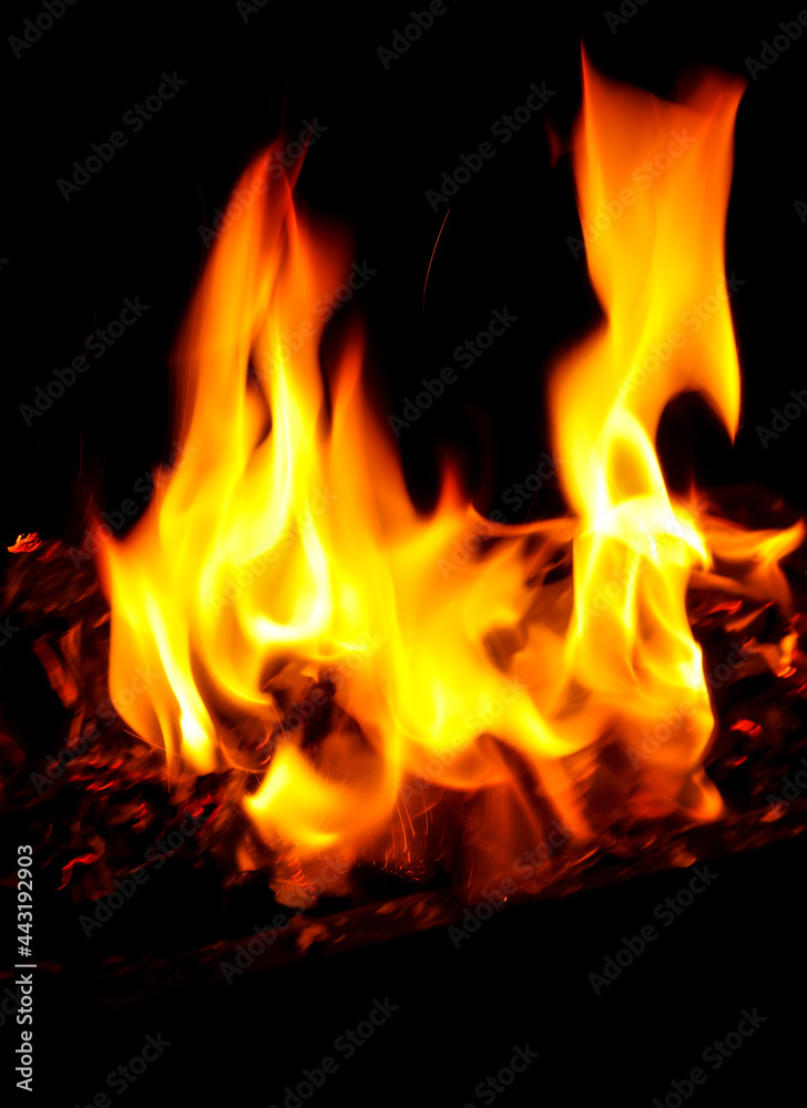 Flame of fire on a black Flame of fire on a black