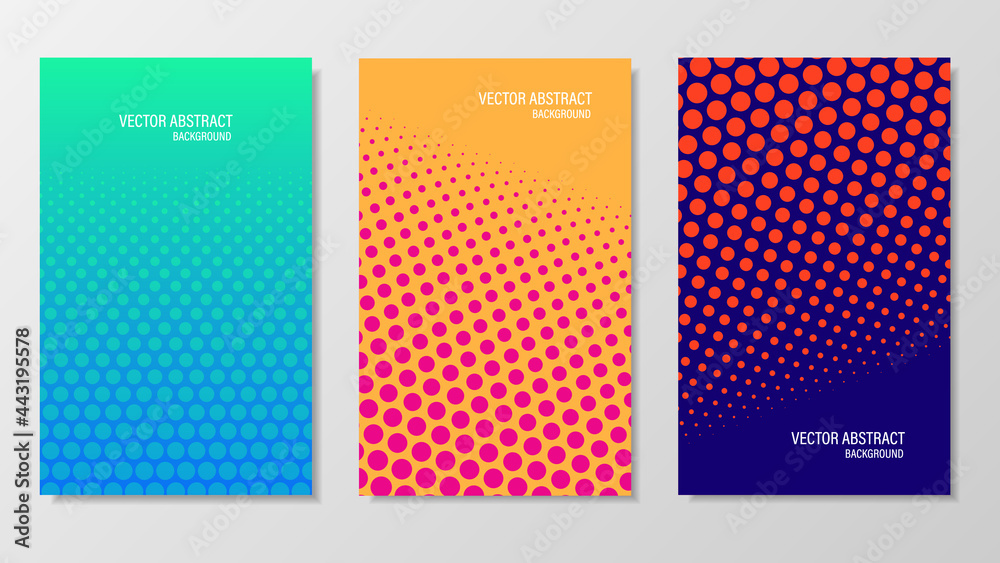 Circle dot-like gradient Minimal covers design. Halftone dots colorful design. Futuristic geometric patterns. Eps10 abstract background vector.