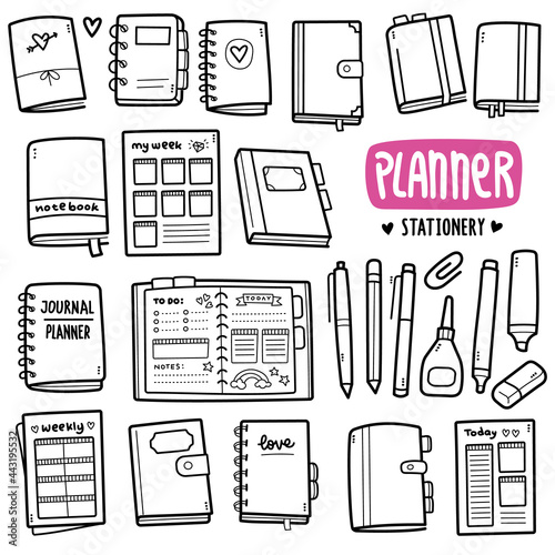 Planner and Stationery Doodle Illustration