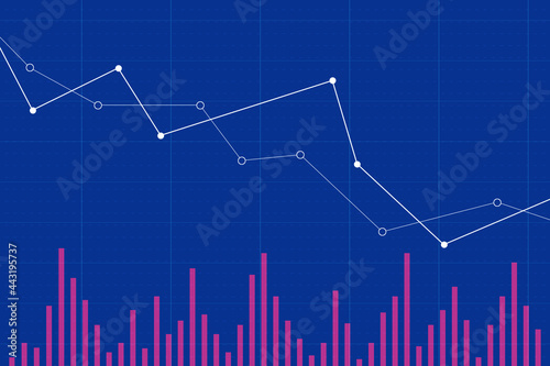 Business concept. Financial chart on blue background.