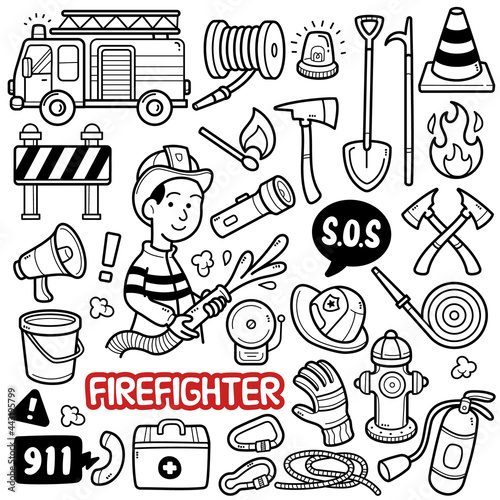 Fireman Doodle Illustration