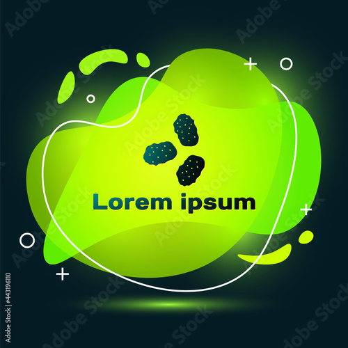 Black Chicken nuggets icon isolated on black background. Abstract banner with liquid shapes. Vector Illustration