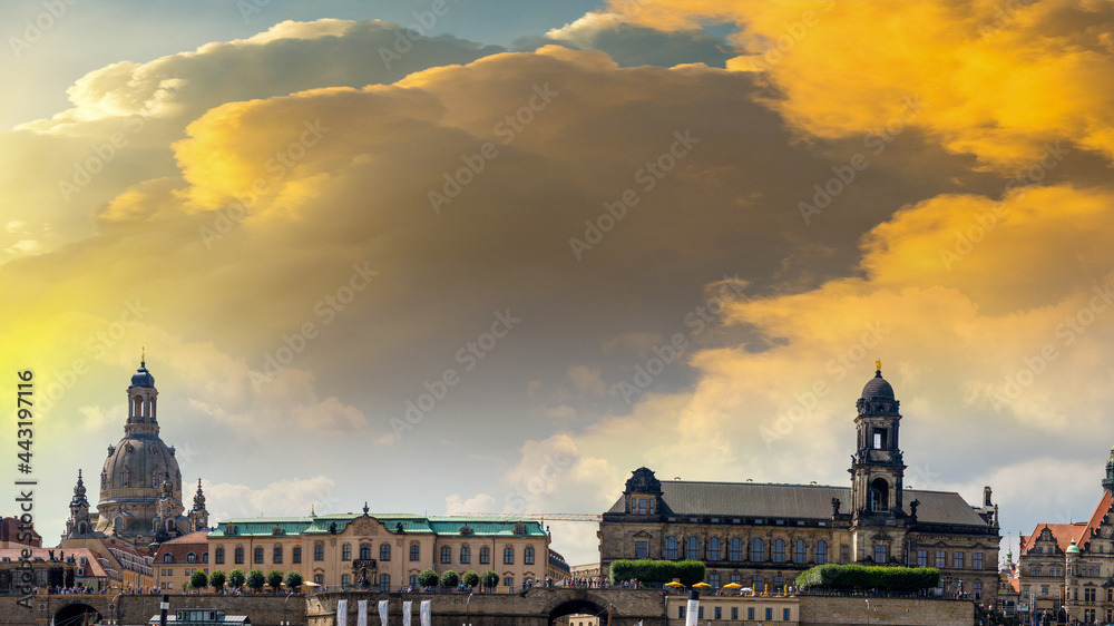 Dresden, Germany. Beautiful panoramic view at sunset
