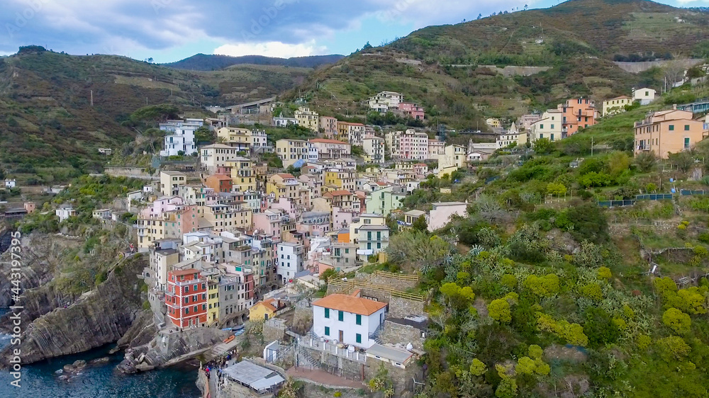 Beautiful aerial view of Riomaggiore, Cinque Terre - Italy