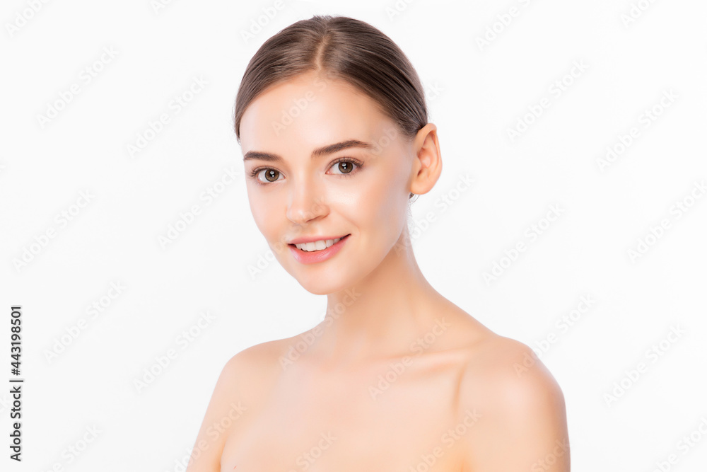 Beautiful young woman with clean fresh skin on white background, Face care, Facial treatment, Cosmetology, beauty and spa, Asian women portrait. Beautiful young woman with clean fresh skin on white background, Face care, Facial treatment, Cosmetology, beauty and spa, Asian women portrait.