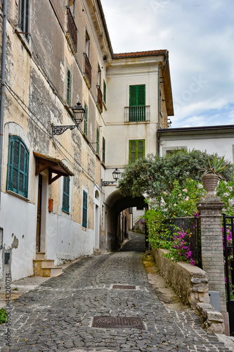 A small street among the old houses of Arce  a medieval village in the Lazio region in Italy.