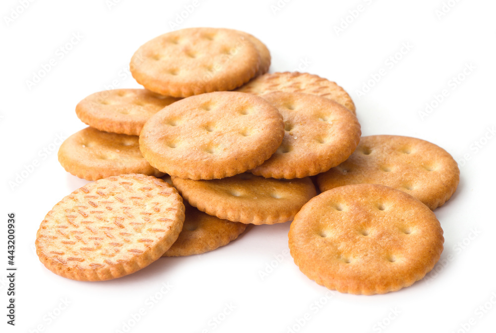 heap of crackers isolated on white background