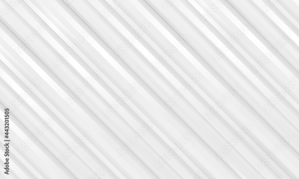 Fototapeta premium Abstract white striped light presentation background with white and soft gray three dimensional diagonal lines. White wrapping paper. Vector illustration EPS10.