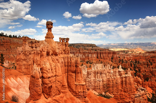 Bryce Canyon National park with Thor's Hammer and the Hoodoo rock spires. Utah, USA