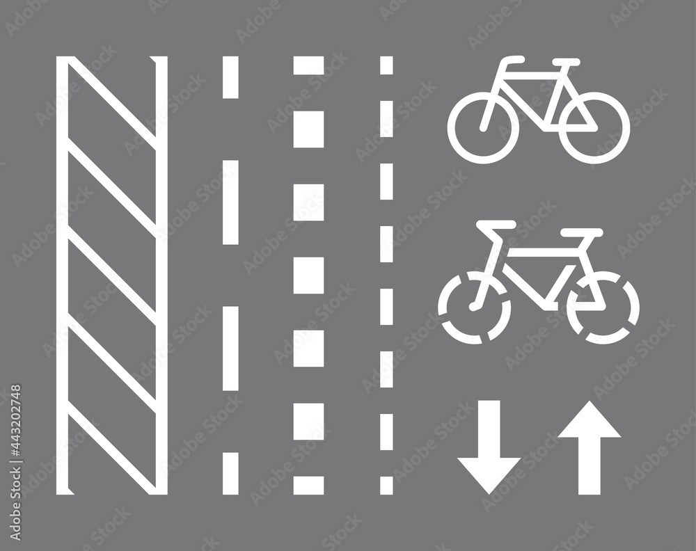 bicycle-route-sign-road-markings-and-arrows-pointing-direction-vector