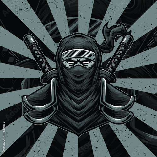 Ninja artwork illustration design logo