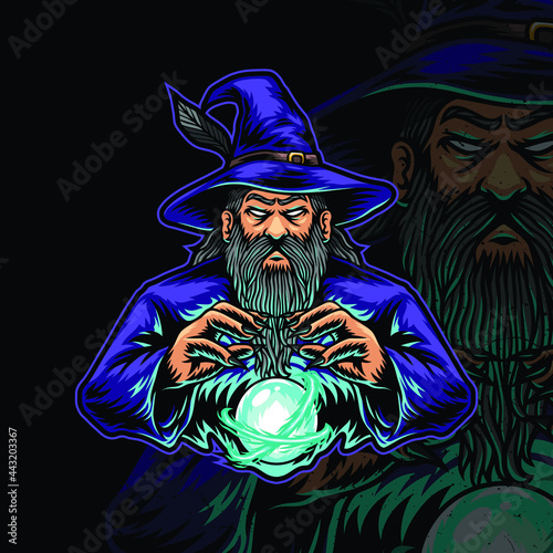 Wizard artwork illustration design logo