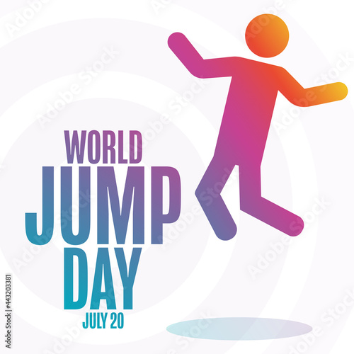 World Jump Day. July 20. Holiday concept. Template for background, banner, card, poster with text inscription. Vector EPS10 illustration.