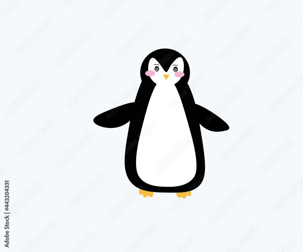Obraz premium vector penguin, vector penguin on a white background, new year's penguin illustration with a gift on a white background, flat and cartoon penguin graphics