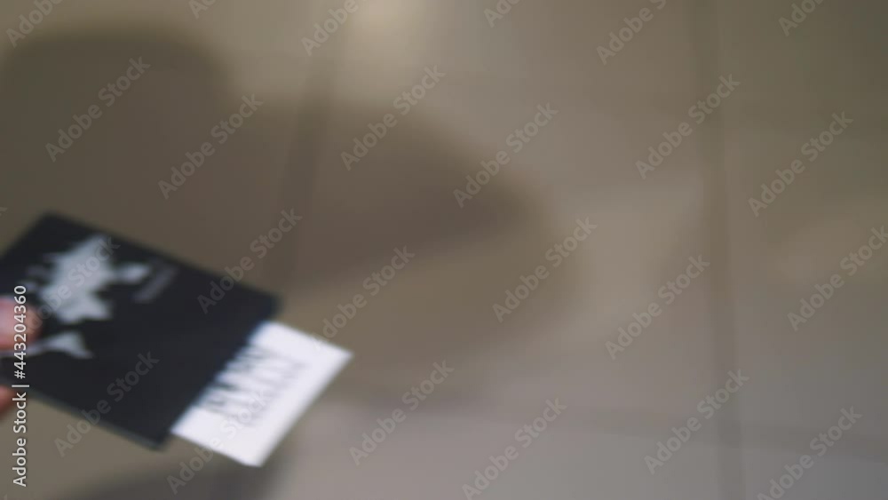 Giving passport with Vaccine Covid-19 safety certificate on QR Code in 4k slow motion 60fps Giving passport with Vaccine Covid-19 safety certificate on QR Code in 4k slow motion 60fps