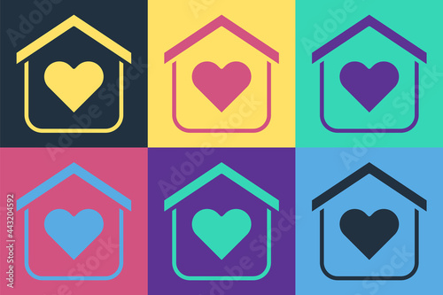 Pop art Shelter for homeless icon isolated on color background. Emergency housing, temporary residence for people, bums and beggars without home. Vector