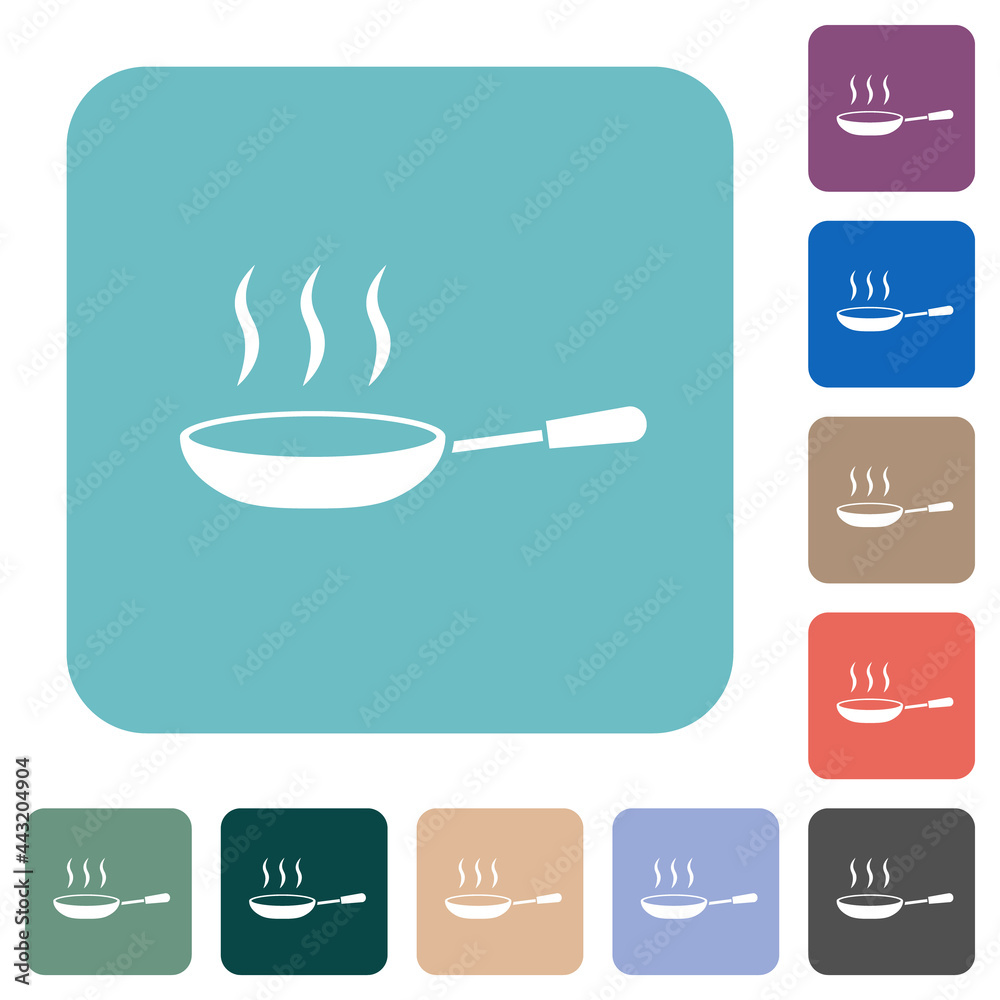 Steaming frying pan rounded square flat icons Steaming frying pan rounded square flat icons