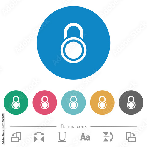 Locked round padlock flat round icons