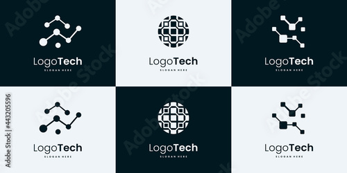 Technology logo collection. tech logo design templates