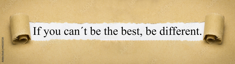 If you can´t be the best, be different.
