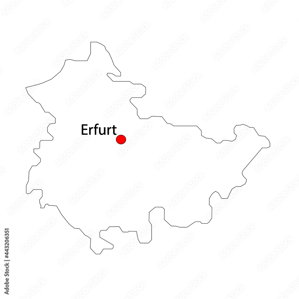 Bundesland Türingen in weiß mit landeshauptstadt Erfurt