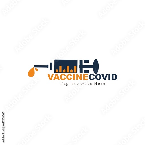 simple design syringe logo for corona virus prevention vaccine