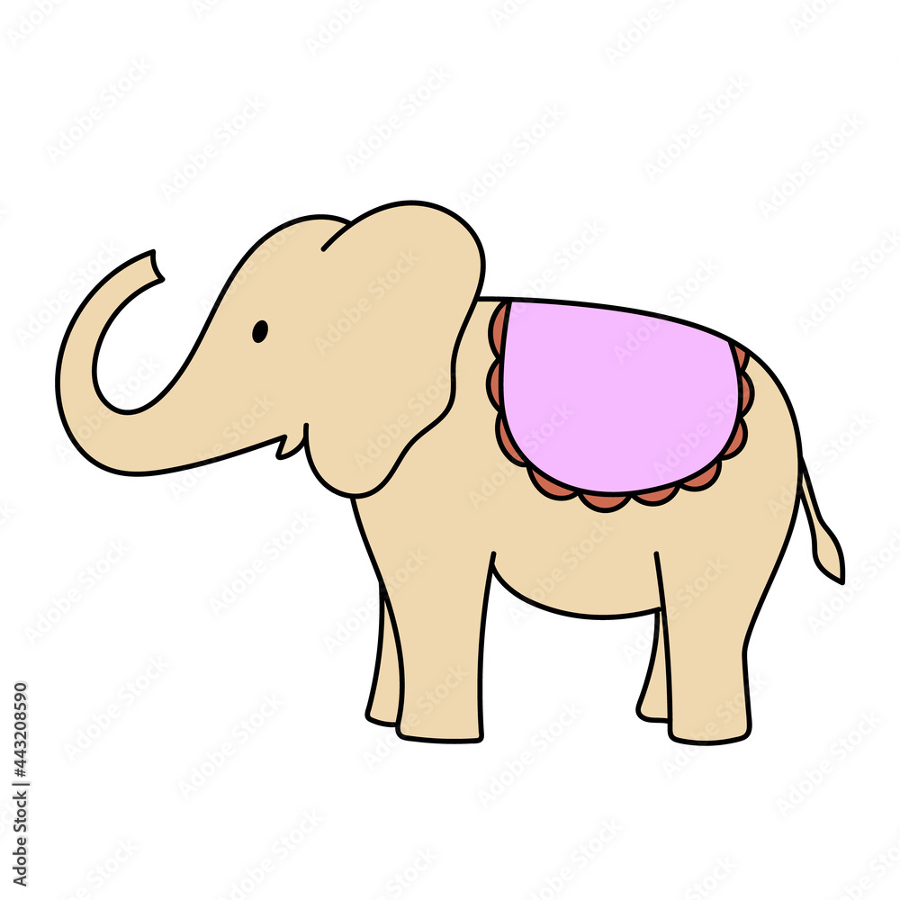 Fototapeta premium Hand drawn vector illustration of cute baby elephant standing, Isolated on white background
