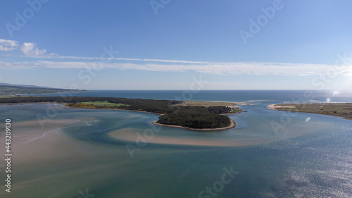 An aerial view of Loch Fleet in the Scottish Highlands, UK