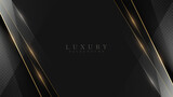 Black luxury background along with golden line, technology minimal scene concept, empty space for text. 3d Vector illustration.