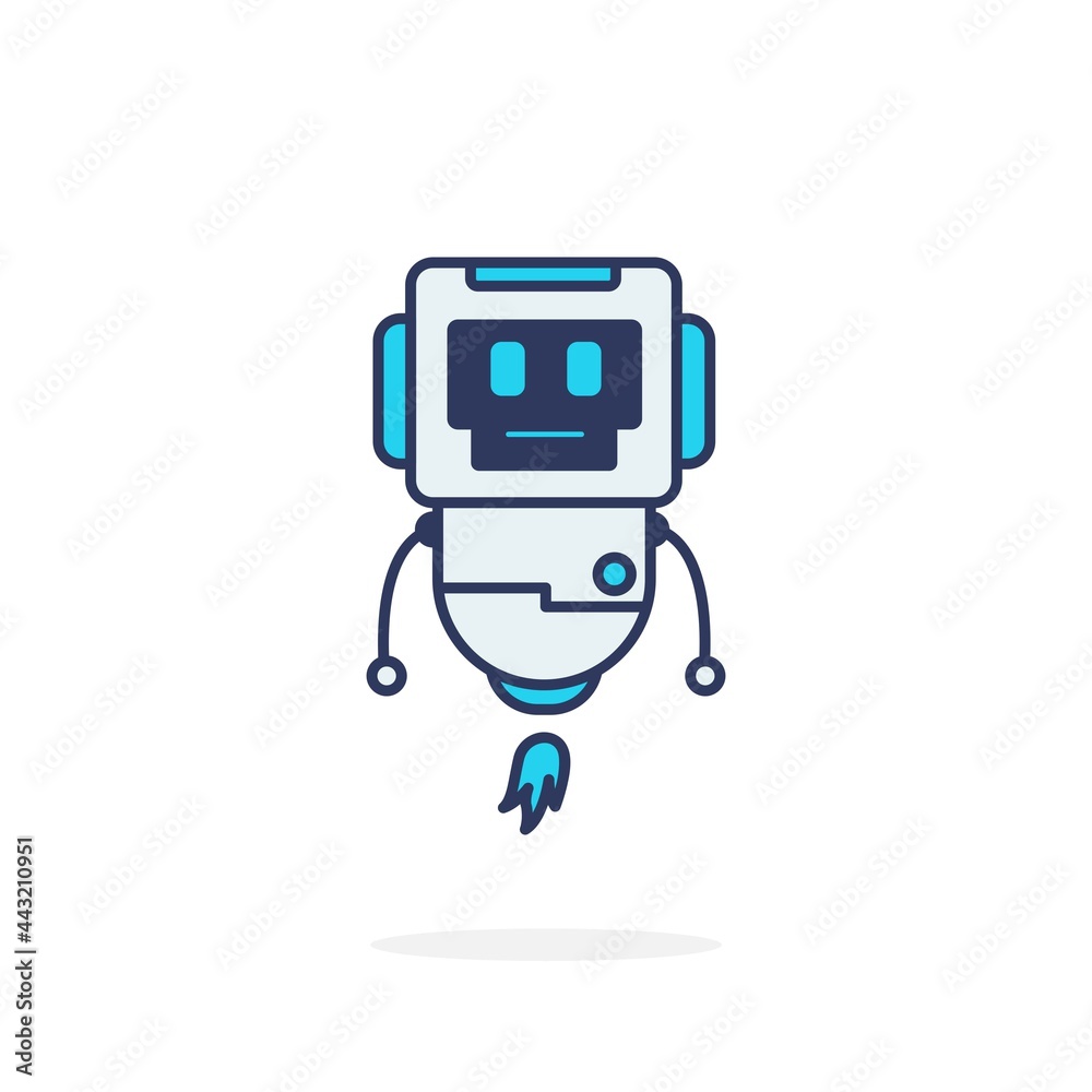 Robot cute character happy pose smile mascot