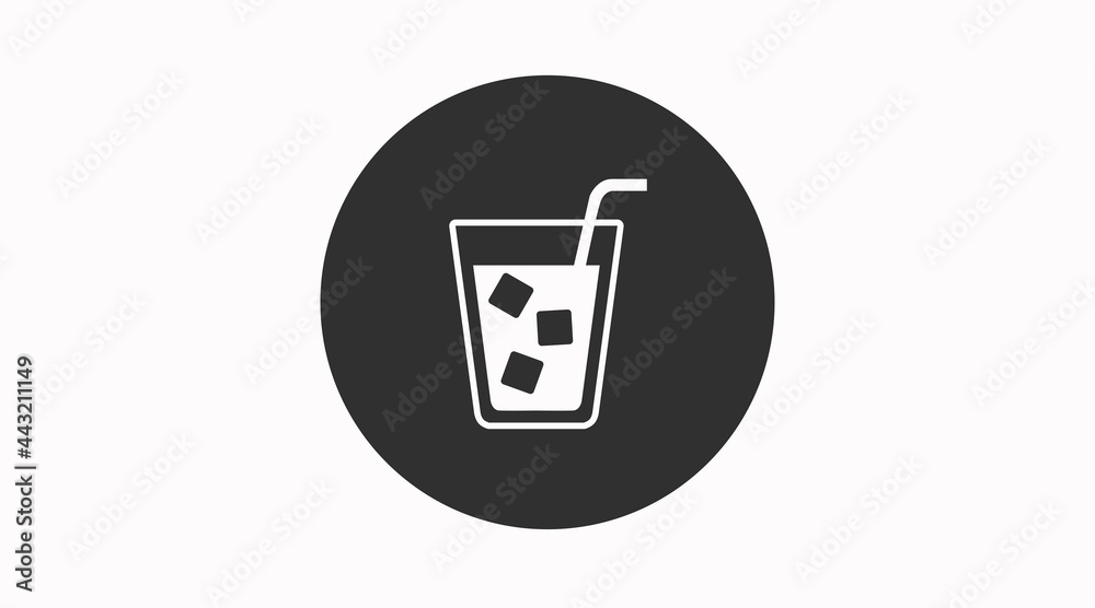 Drink Icon or Sign. Vector isolated flat black and white illustration of a glass with a straw Drink Icon or Sign. Vector isolated flat black and white illustration of a glass with a straw