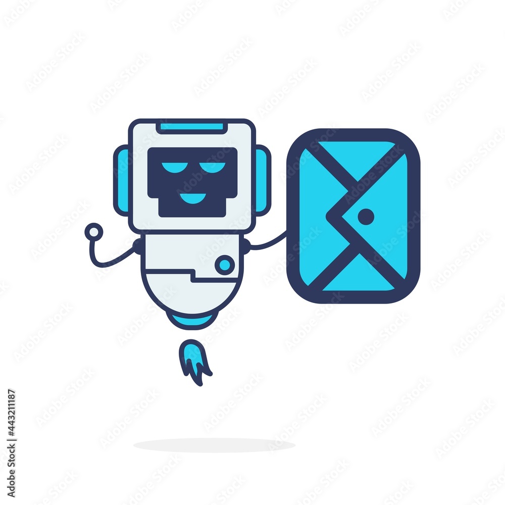 monster message cute robot pose happy smile character illustration monster message cute robot pose happy smile character illustration