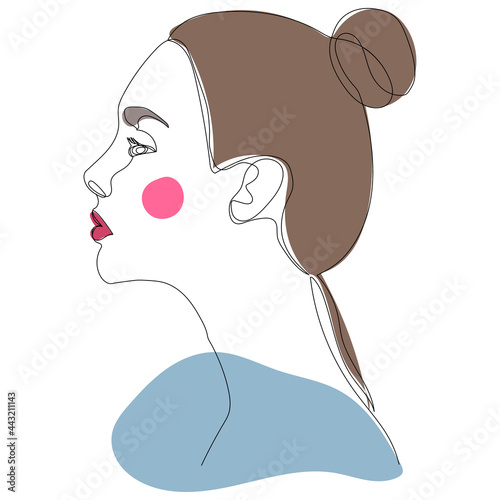 girl face line drawing sketch  picture  isolated