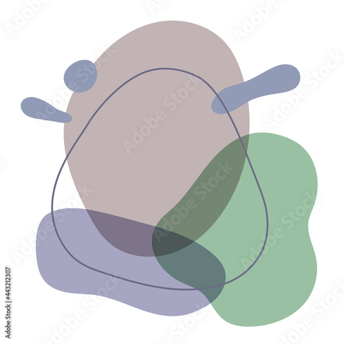Abstract background with organic shapes. Design template, modern composition of layered spots. Hand drawn vector illustration