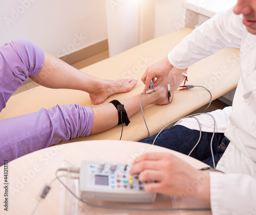 Patient nerves testing using electromyography at medical center © romaset