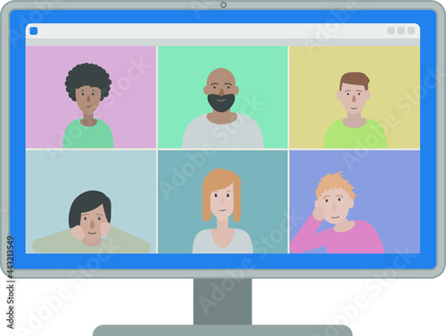 Online webinar screen with 6 people on display