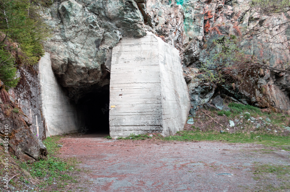 One of the 14 galleries on the trekking path between Brusson and Col De Joux in Val D'Ayas, Aosta, Italy. One of the 14 galleries on the trekking path between Brusson and Col De Joux in Val D'Ayas, Aosta, Italy.