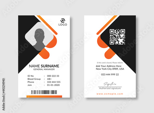 Modern creative ID Card Template with an author photo place | Office Id Card for Your Business or Company