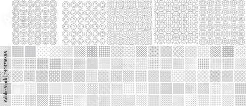 105 Universal  patterns of lines(tiling).  texture can be used for wallpaper, pattern fills, web page background,surface textures. Set of monochrome geometric ornaments.
