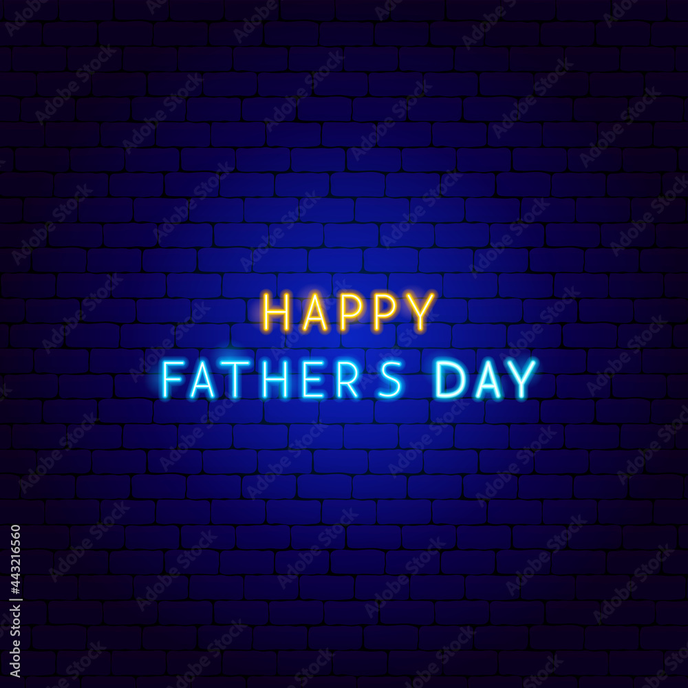 Obraz premium Happy Fathers Day Neon Text