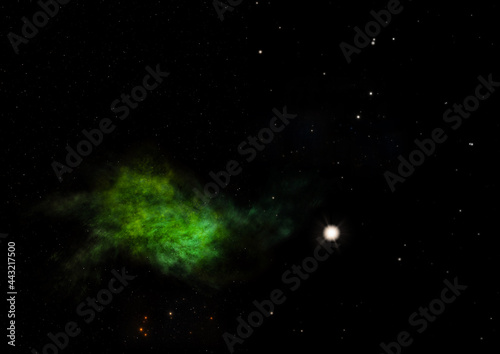 Star field in space and a nebulae. 3D rendering