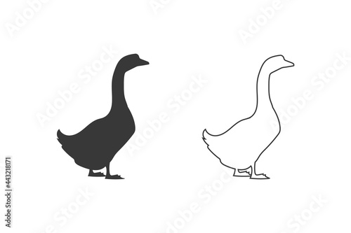 Goose vector silhouette icon set. Vector