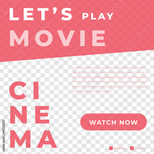 Cinema film grand lauch black freeday discount ticket poster instagram social media template red modern minimalis style photo