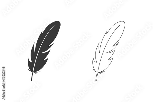 Feather vector icon set isolated on white background
