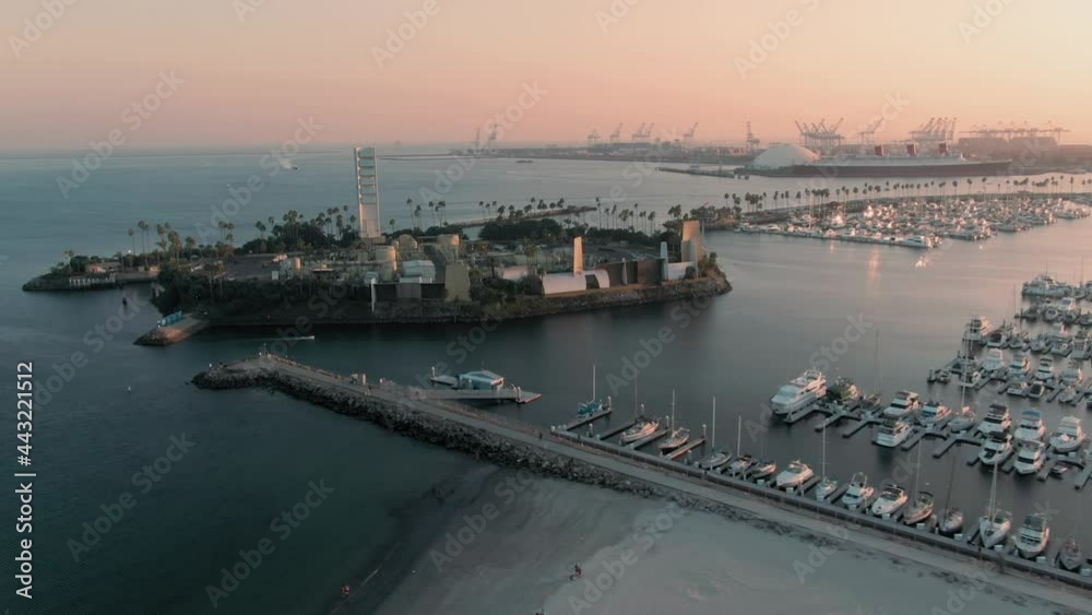 Aerial: Long Beach Island Grissom at sunset, California, USA Aerial: Long Beach Island Grissom at sunset, California, USA