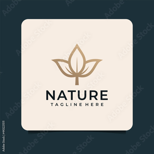 Golden flower nature logo vector. Logo can be used for icon, brand, identity, salon, floral, beauty, lotus, and spa